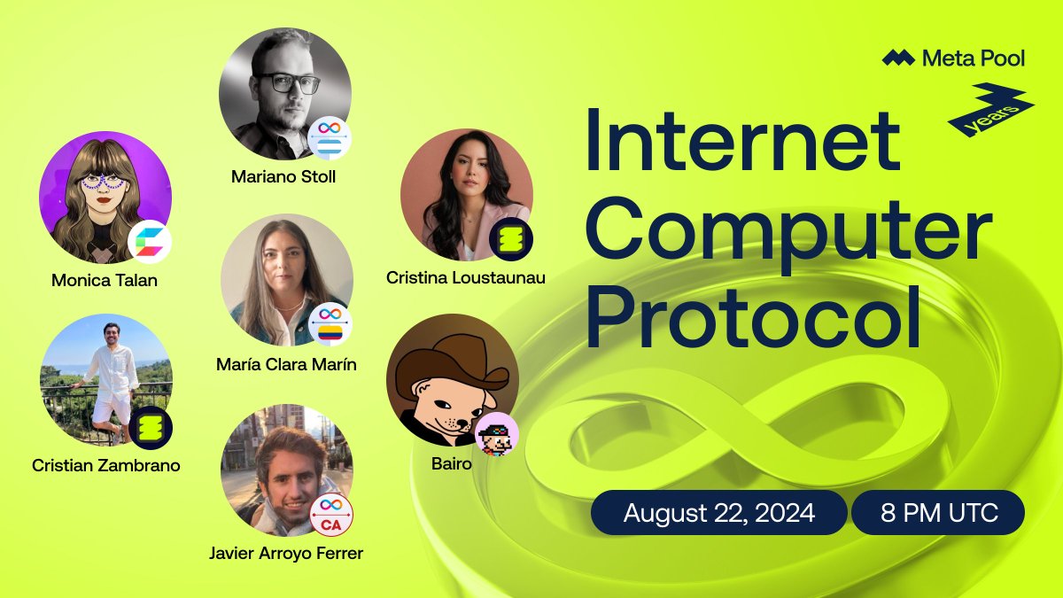 meta_pool's tweet photo. Buckle up! โก๏ธ
The Internet Computer Protocol segment is set to be epic โจ
Join us with an incredible lineup of speakers as we dive deep into the #ICP ecosystem with @ccossio and @icphub_PT ๐จโ๐ https://t.co/aiBBREKIEE