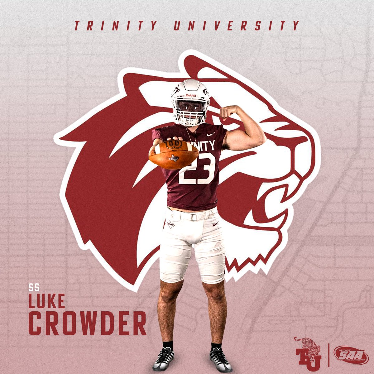 Luke Crowder (@lukecrowder17) on Twitter photo COMMITTED! HTX->SATX
<a href="/TUFootballTX/">Trinity University Football</a>
I am extremely blessed to announce my commitment to continue my athletic and academic career at Trinity University, thank you to everyone who has supported me along this journey.
#BeTheStandard
<a href="/CCWildcatFB/">Clear Creek Football</a> <a href="/JerhemeUrban83/">Jerheme Urban</a> <a href="/CoachQ_Carter/">Quentin Carter</a> COMMITTED! HTX->SATX
<a href="/TUFootballTX/">Trinity University Football</a>
I am extremely blessed to announce my commitment to continue my athletic and academic career at Trinity University, thank you to everyone who has supported me along this journey.
#BeTheStandard
<a href="/CCWildcatFB/">Clear Creek Football</a> <a href="/JerhemeUrban83/">Jerheme Urban</a> <a href="/CoachQ_Carter/">Quentin Carter</a>