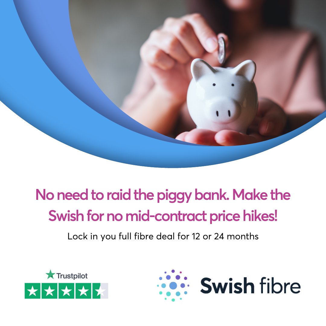 Keep your budget on track with no mid-contract price increase. You can take that all the way to the (piggy) bank.

Make the Swish today. 

#BudgetTips #FullFibre #Deals