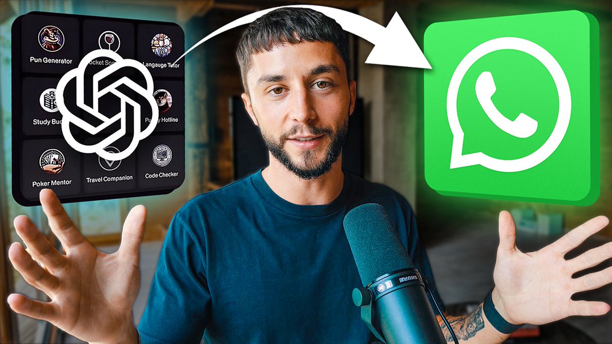 liamottley_'s tweet photo. New Video: How to Add Custom GPTs to WhatsApp in Minutes (OpenAI GPTs Tutorial)

I show you how to integrate custom GPTs with WhatsApp quickly and easily, allowing your agency expand it's offerings to over 2 billion users.

Link to watch below 👇🏼