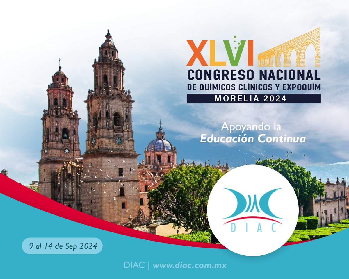 DIAC_MX's tweet photo. DIAC estará apoyando la Eduación continua en el próximo Congreso de #CONAQUIC y #EXPOQUIM - Morelia, Sep 2024. Extendemos una cordial invitación a participar en:
#Taller: Miér 11 de sep 2024 | 09:00 a 15:30 hrs.
#Conferencia:  Sab 14 de sep 2024 | 10:00-11:00 hrs. https://t.co/AoPbOEGdjF