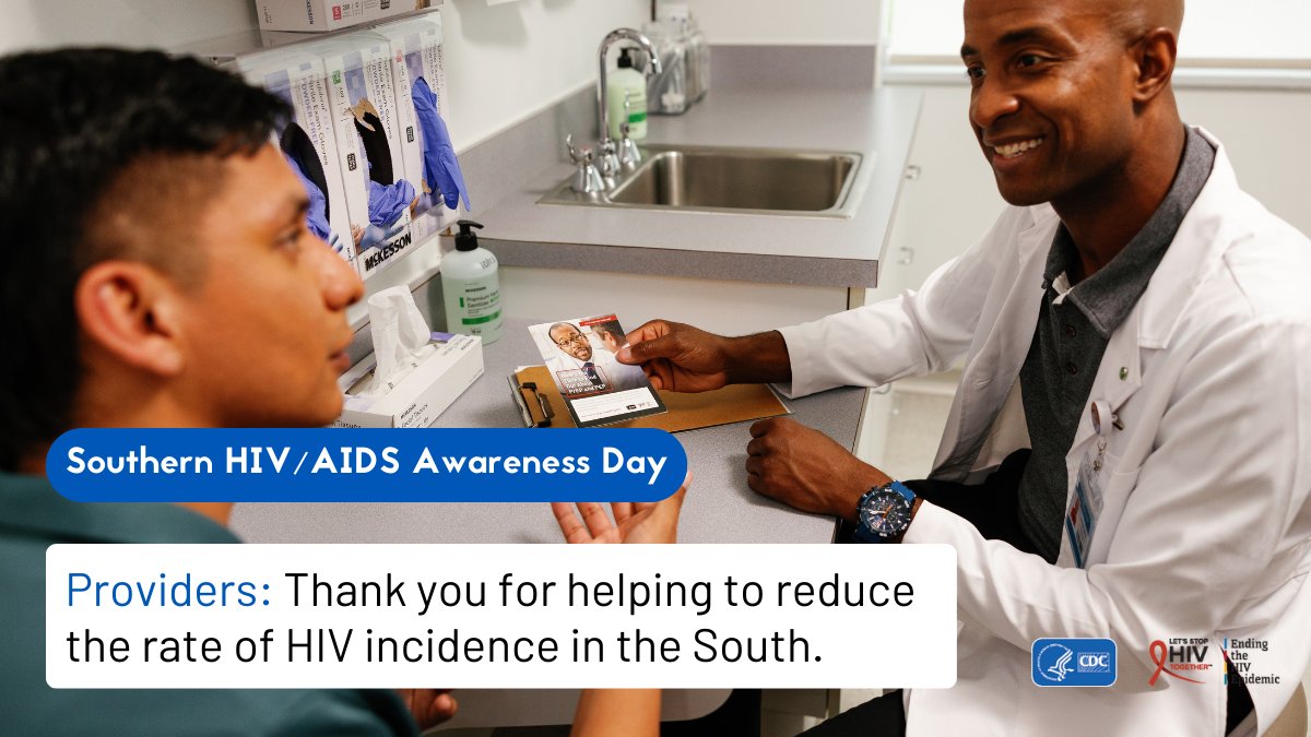 CDC_HIV's tweet photo. Providers: HIV incidence dropped 16% in the South from 2018 to 2022, but there is more work to do!
This Southern HIV/AIDS Awareness Day, let's make HIV screening routine for all your patients and connect them to care or prevention services.
https://t.co/3YMARM6Wla
#SHAAD https://t.co/iXKjRxaxbc