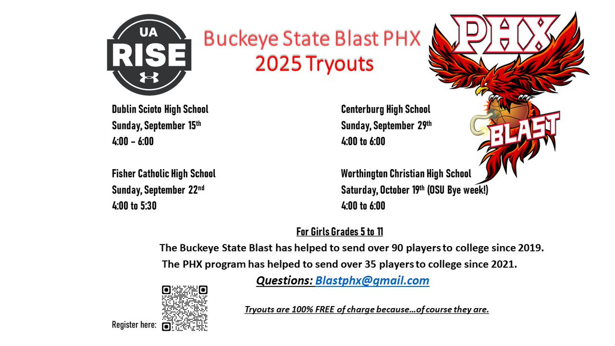 Bill Abner (@theabner) on Twitter photo Buckeye State Blast PHX AAU tryouts for the 2025 spring and summer season are right around the corner.
Reach out if you have questions.
Direct Registration link: tinyurl.com/y35ncdmk
<a href="/The_Blast_AAU/">Buckeye State Blast Basketball</a> Buckeye State Blast PHX AAU tryouts for the 2025 spring and summer season are right around the corner.
Reach out if you have questions.
Direct Registration link: tinyurl.com/y35ncdmk
<a href="/The_Blast_AAU/">Buckeye State Blast Basketball</a>