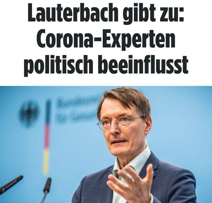 rebew_lexa's tweet photo. Lauterbach gesteht, #RKI aus politischer Motivation beeinflusst zu haben!

Die Beweislage ist erdrückend, jetzt hat Gesundheitsminister #Lauterbach eingeräumt, die Arbeit des RKI aus politischer Motivation beeinflusst zu haben. Konkret hat Lauterbach die Öffentlichkeit darüber getäuscht, dass - selbst nach offizieller Darstellung - im Frühjahr 2022 keinerlei Gefahr mehr durch das #Corona-Virus bestand, sämtliche Maßnahmen normalerweise unverzüglich hätten aufgehoben werden müssen. Und das gibt er jetzt sogar selber zu.

Auf den Rücktritt von Lauterbach warten wir vergebens. Und auch auf die juristische Verfolgung für all die nicht erforderlichen Zwangsmaßnahmen...
#RKILeak #RKIProtokolle