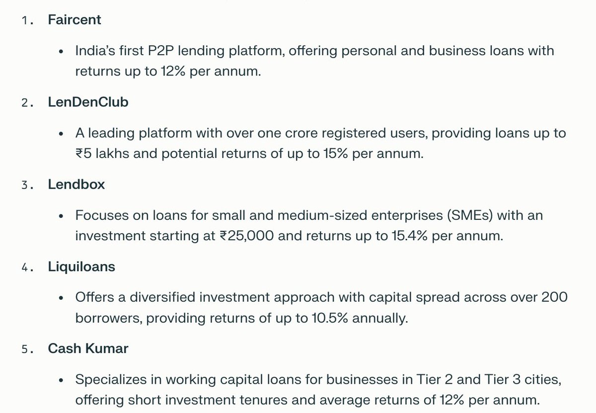 Ravisutanjani's tweet photo. How Many Leading P2P Lending Platforms Are There in India?

•Faircent
•LenDenClub
•Lendbox
•Liquiloans
•Cash Kumar
•i-Lend
•IndiaP2P
•i2i Funding
•Mobikwik Xtra

CRED mint is also powered by Liquiloans https://t.co/8U84pmBqvh
