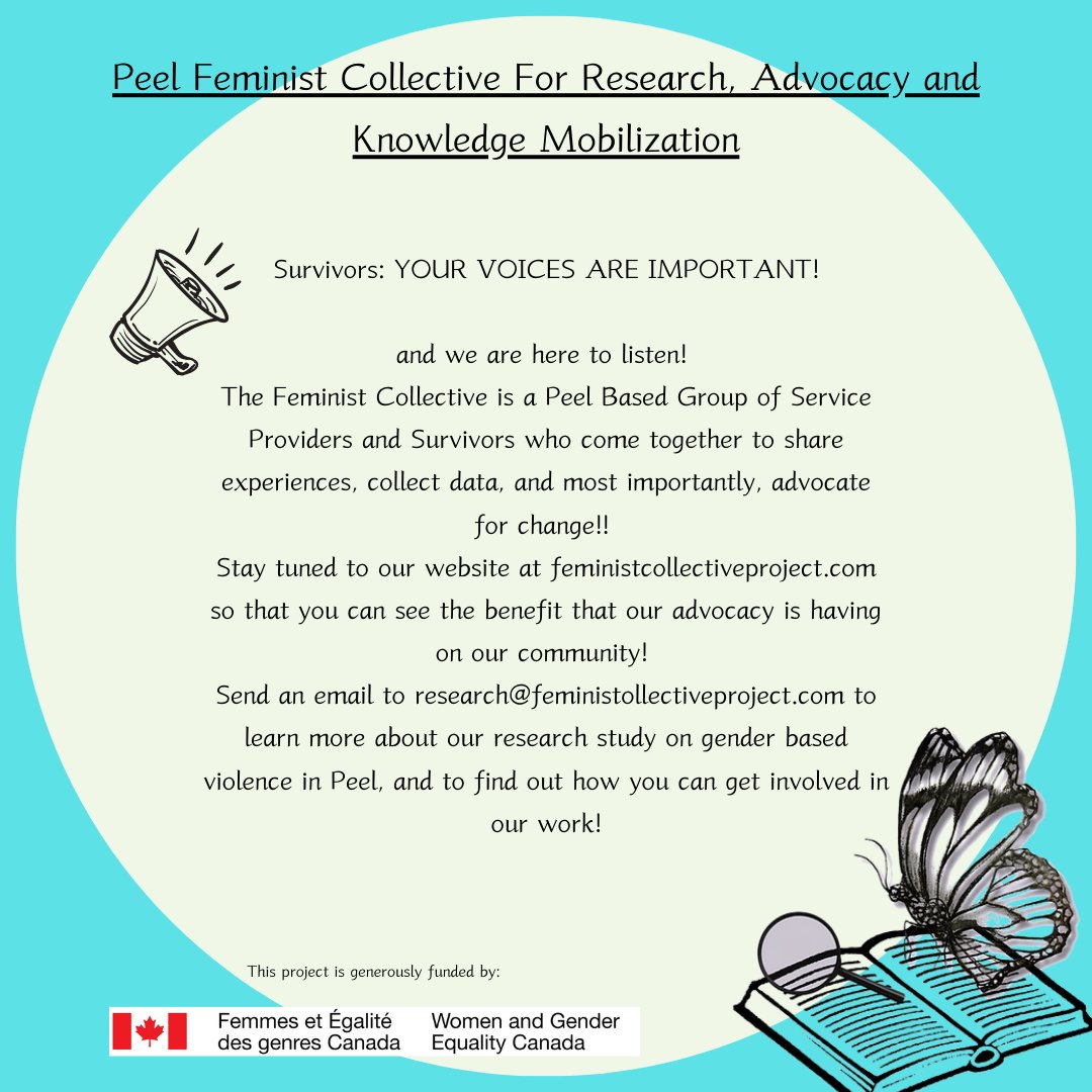 Hope24_7's tweet photo. Your story and voices matter🫶💘

 Help us better assist survivors like yourself with the Peel Feminist Collective research project.

Information on how to get involved are on the graphics below: https://t.co/ApxNh0NAhi