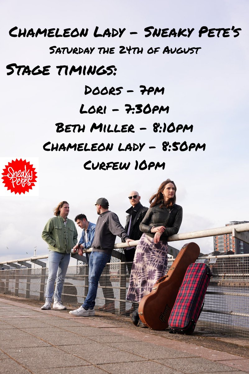 ChameleonLady51's tweet photo. Timings for our @edfringe show on SATURDAY the 24th of AUGUST😍 Our whole Spring/Summer tour leads to this homecoming gig!! Get your tickets before it’s too late. Link is in bio #music #newmusic #excited #herewego #edinburghmusicscene #edinburghmusic #edinburghfringe #scotland https://t.co/DLNypNbxUP