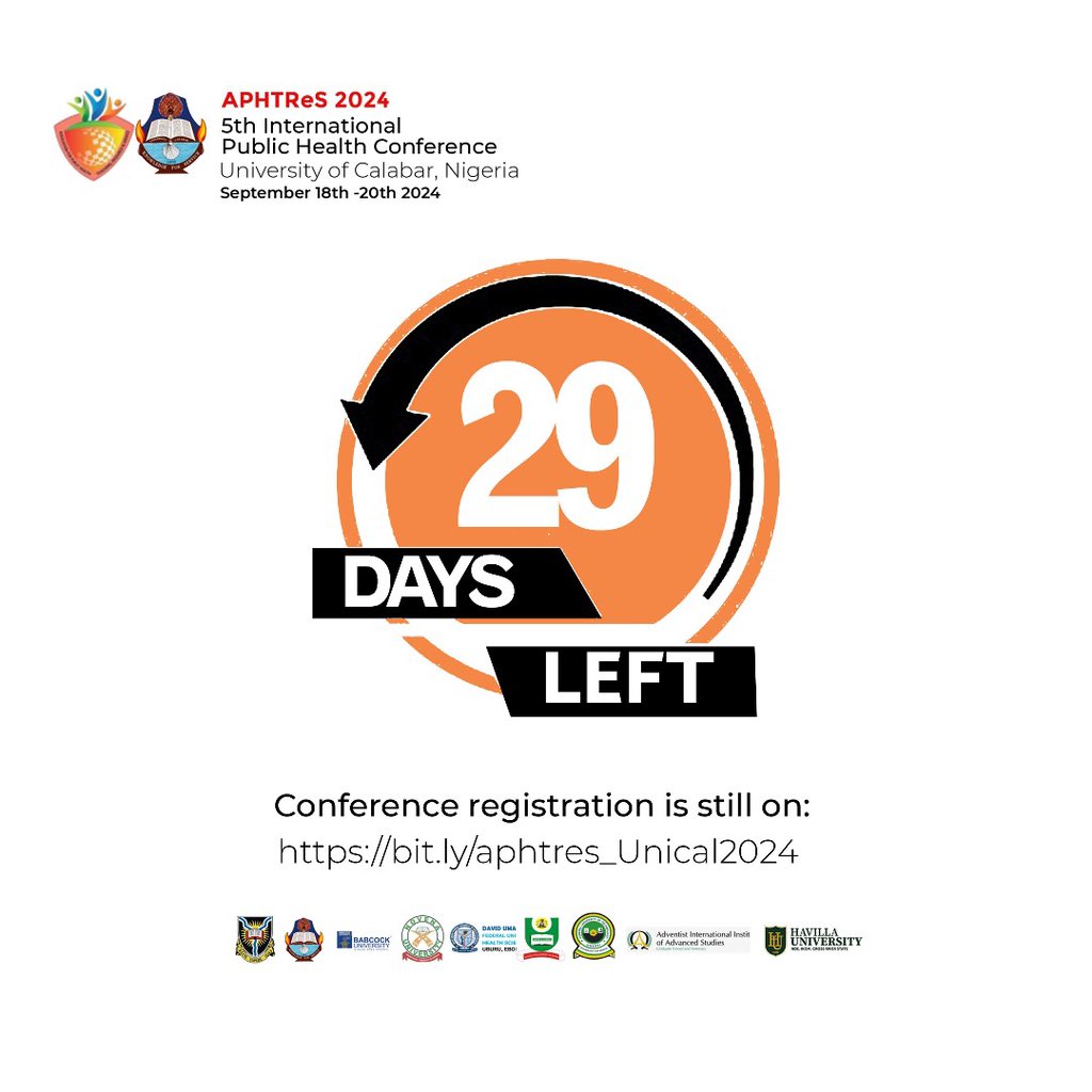 5thIphc's tweet photo. Mark your calendars!! 

#aphtres
#5iphc
#internationalpublichealthconfrence
#unical
#CenterForExcellence
#delegate https://t.co/2cQL2aEcea