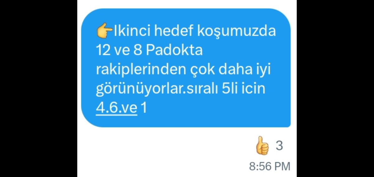👉Bakmasını bilene KOCAEĹİ
7.Koşu'da PADOK"Bizim Grupta" yine çok şey söyledi..🧿

🎯1️⃣2️⃣/8️⃣ Normal ikili 8.30🤑

💥Yanlış anlaşılmasın her koşuya değil sabahtan 2🎯Hedef yaptığımız koşu ve 
1 🐎İngiliz yarışına "Sondakika" yaptık..