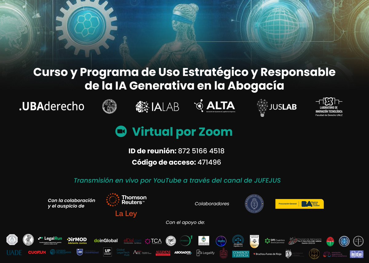 altaorg's tweet photo. En caso de no poder ingresar a la reunión de Zoom, ¡no te preocupes! Podés seguir la transmisión en vivo a través del canal de JUFEJUS en YouTube: https://t.co/T2miHwSNX5 https://t.co/2oNqPhXNrc
