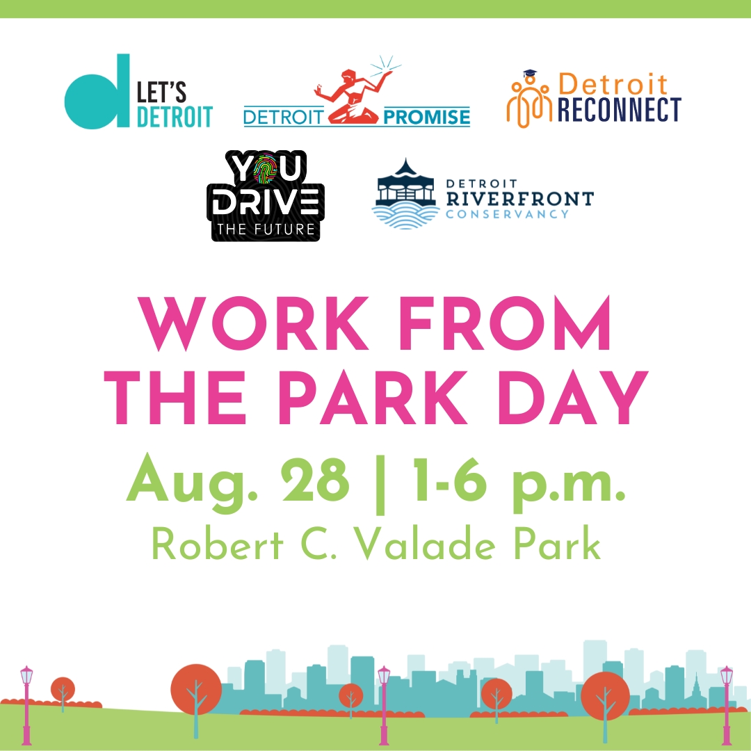 Let's Detroit (@letsdet) on Twitter photo We'll be at one more <a href="/DetroitRvrfrnt/">Detroit Riverfront</a> Work From The Park Day coming up on Aug. 28! Join us and our partners at <a href="/DetroitPromise/">Detroit Promise</a>, Detroit Reconnect, and You Drive the Future at Valade Park.
Register at:
eventbrite.com/e/work-from-th… We'll be at one more <a href="/DetroitRvrfrnt/">Detroit Riverfront</a> Work From The Park Day coming up on Aug. 28! Join us and our partners at <a href="/DetroitPromise/">Detroit Promise</a>, Detroit Reconnect, and You Drive the Future at Valade Park.
Register at:
eventbrite.com/e/work-from-th…