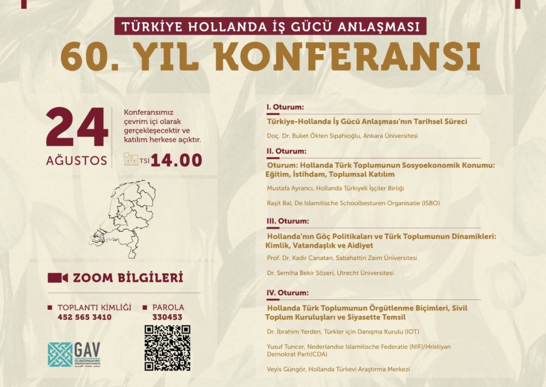 Semiha_Sozeri's tweet photo. I have the honor to talk about this at the upcoming conference on the 60th Anniversary of the Turkish-Dutch labor agreement organized by the @Goc_Vakfi
The conference will be held online (in Turkish) on Saturday, August 24, 2024 at 14:00 CEST, participation is open to everyone. https://t.co/mypBfWvuga