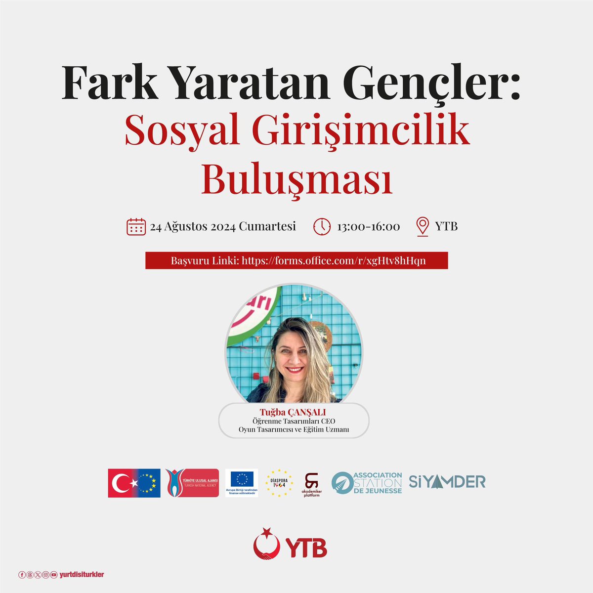 siyamder's tweet photo. Fark Yaratan Gençler: Sosyal Girişimcilik Buluşması*✈️

Toplumsal değişim için harekete geçmek ve sosyal girişimcilikle kalıcı etki yaratmak ister misiniz? 
Tuğba Çanşalı’nın bilgi ve tecrübelerini paylaşacağı bu etkinliği kaçırmayın!  

🔗 Başvuru: https://t.co/3MhTA9aYg6 https://t.co/avflawkefh