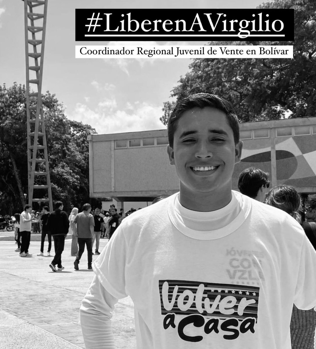 El es Virgilio, un estudiante de medicina de la UDO, él representa a esa generación de jóvenes que se quedó construyendo país y luchando por la vuelta a la democracia.

¡Exigimos su liberación inmediata! 
#LiberenAVirgilio