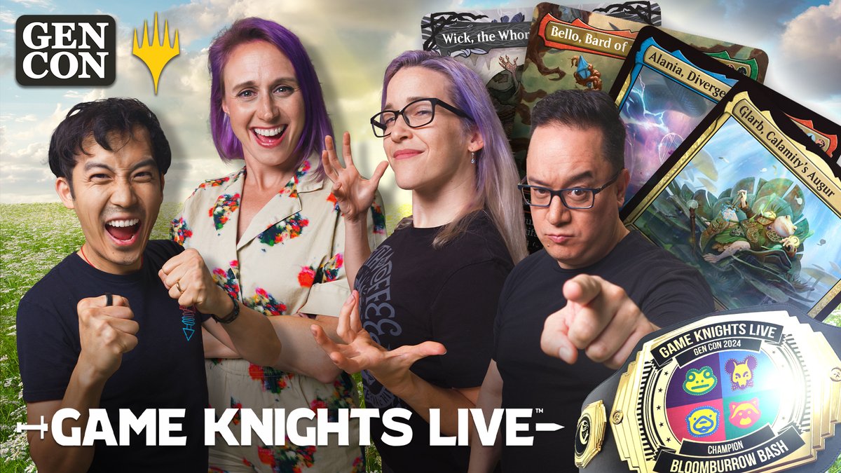 commandcast's tweet image. The fur is about to fly, but who will succeed, who will fail, and who will… snail?

The Gen Con #GameKnightsLive Bloomburrow Bash is now on YouTube! Watch @vorpahlsword and @goberthicks vs Jimmy and JLK in an adorable assault full of fuzzy Commander goodness!

Don't miss it:…