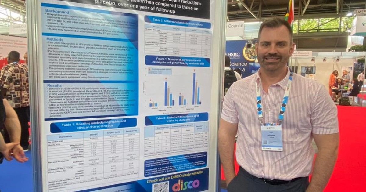 CIHR_CTN's tweet photo. @DrTroyG presented his work on the effectiveness of doxycycline in preventing and treating sexually transmitted infection at #AIDS2024.
Learn more about this research:
The DaDHS Trial (#CTN313): https://t.co/UJ3hMdz5bT
The DISCO Study (#CTN329): https://t.co/0eXDzThilD https://t.co/z7224FppYl
