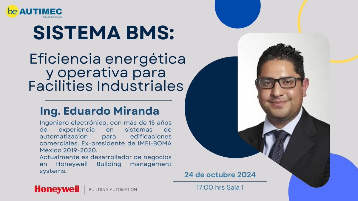 Dominion_Ind's tweet photo. Te esperamos en Expo Reforma en la conferencia magistral "Sistema BMS" con el Ing. Eduardo Miranda el 24 de octubre.
No te lo pierdas, #Honeywell #Dominion #BeAutimec https://t.co/uECXitFp98