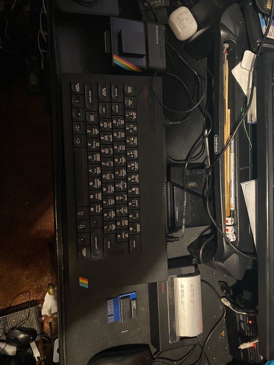 After about 2years , today I finally replicated my spectrum setup I had in 1984
Spectrum plus
Interface and micro drive 
Interface 2 with Atari joystick
Zx printer