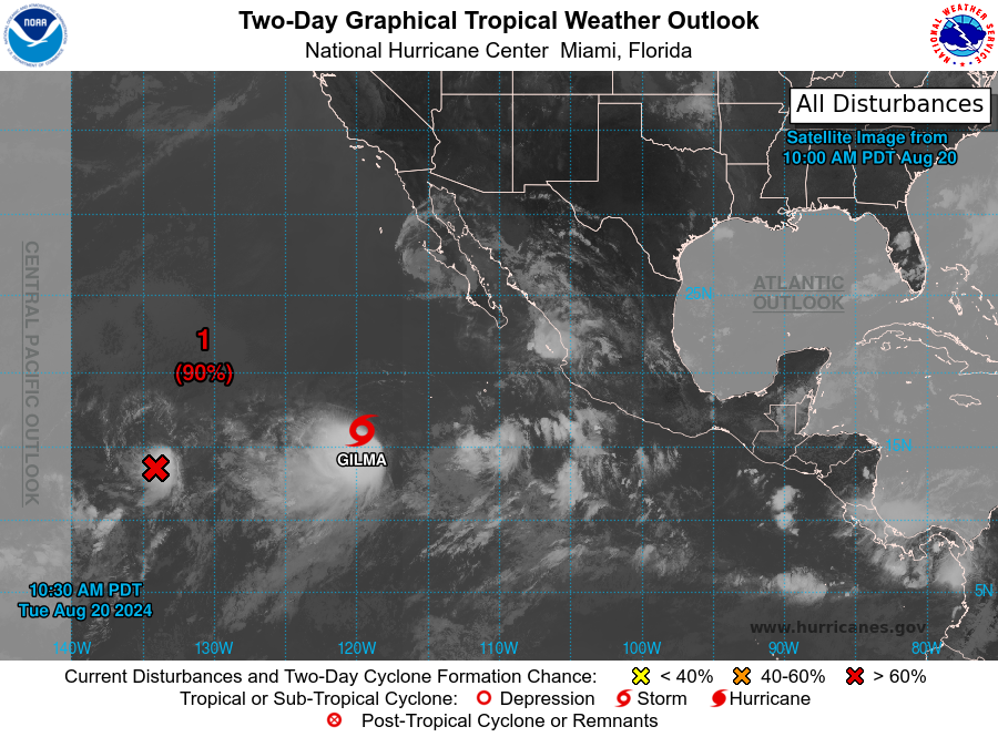 LimWeather's tweet photo. D81 CPAC/D98 EPAC #HurricaneSeason2024 2pm EDT
#Invest90E and #Invest91E have merged and has 90% chance to become a TC in 2 and 7 days
#Hawaii interests should watch this closely
Next name:#Hone/#Hector
#Tropicswx #wxtwitter #HurricaneSeason #90E #EP90 #HIwx #EP91 #91E #TD8E https://t.co/qrzm0nuhhT