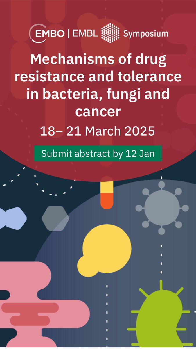 📢 Abstract &amp; registration now open for #EESDrugresistance at <a href="/EMBLHeidelberg/">EMBL Heidelberg</a> - bringing together mechanisms of drug resistance in bacteria, fungi and cancer. March 2025 - save the date!