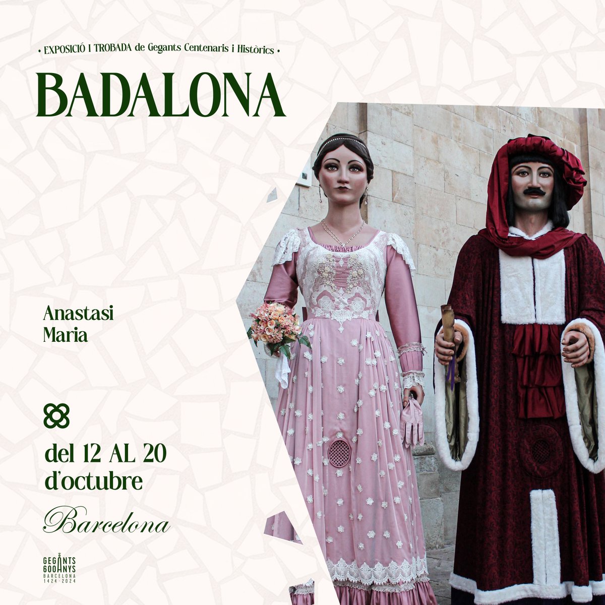 gegantsbcn's tweet photo. BADALONA 📍

📜 Adquirits l’any 1858 per la Confraria de Sant Anastasi, representen un antic conseller del Consell de Cent de #Barcelona i una dama vuitcentista.

🏛️ Es poden veure ballar per les Festes de Maig i i la Festa Major de Badalona.

🎂 Benvinguts sigueu als 600 anys! https://t.co/0nyEYu2yiX
