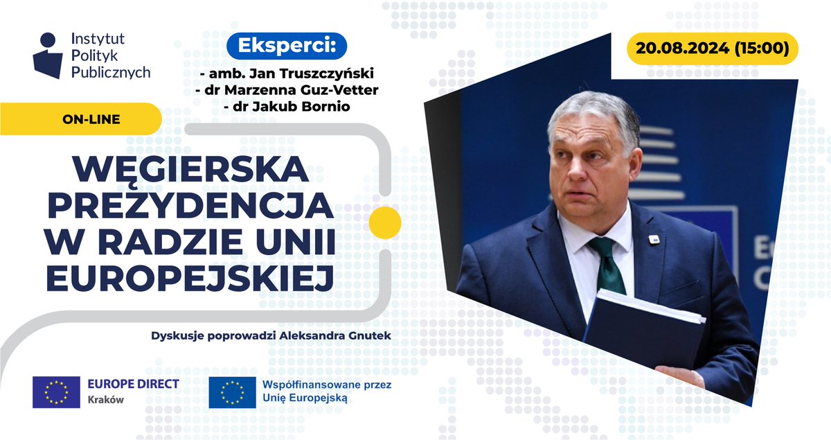 Zapraszamy do obejrzenia kolejnej debaty organizowanej w ramach działań <a href="/EDKrakow/">EUROPE DIRECT Kraków</a> którego operatorem jest <a href="/ipp_instytut/">Instytut Polityk Publicznych</a>. Tym razem przez <a href="/TeamEuropePL/">Team Europe Direct Polska</a> na tapet wzięta została węgierska prezydencja w Radzie #UE. 
youtu.be/Q7Sfr5Bug0A