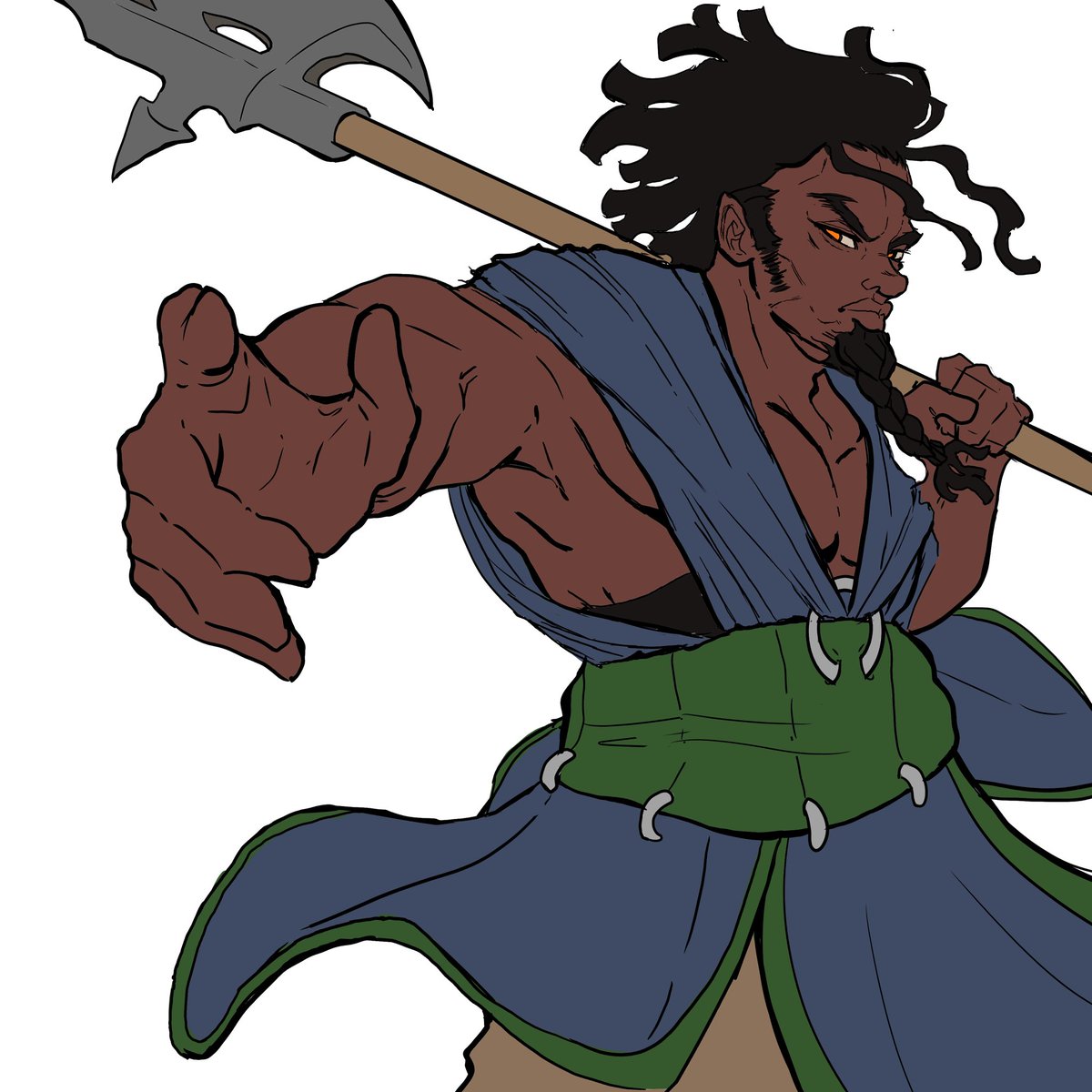 oc design for a barbarian i never used in a campaign but will probably use in a bg3 run if i can make myself not have karlach in my party 
#oc #DnDcharacter #ocart #dndart #digitalart #digitalartist