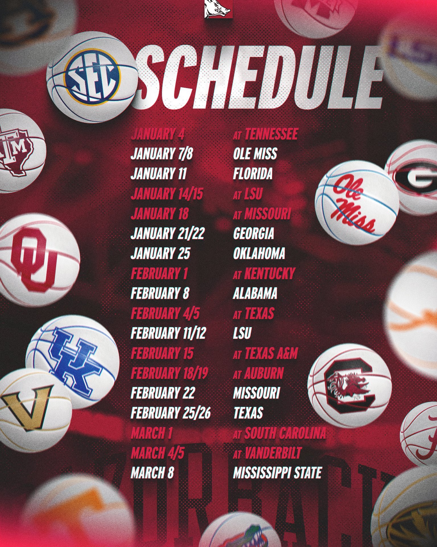 sidelines-arkansas-on-x-arkansas-now-knows-their-full-sec-basketball-schedule-home-ole-miss-florida-georgia-oklahoma-alabama-lsu-mizzou-texas-mississippi-state-away-tennessee-lsu-mizzou-kentucky-texas-texas