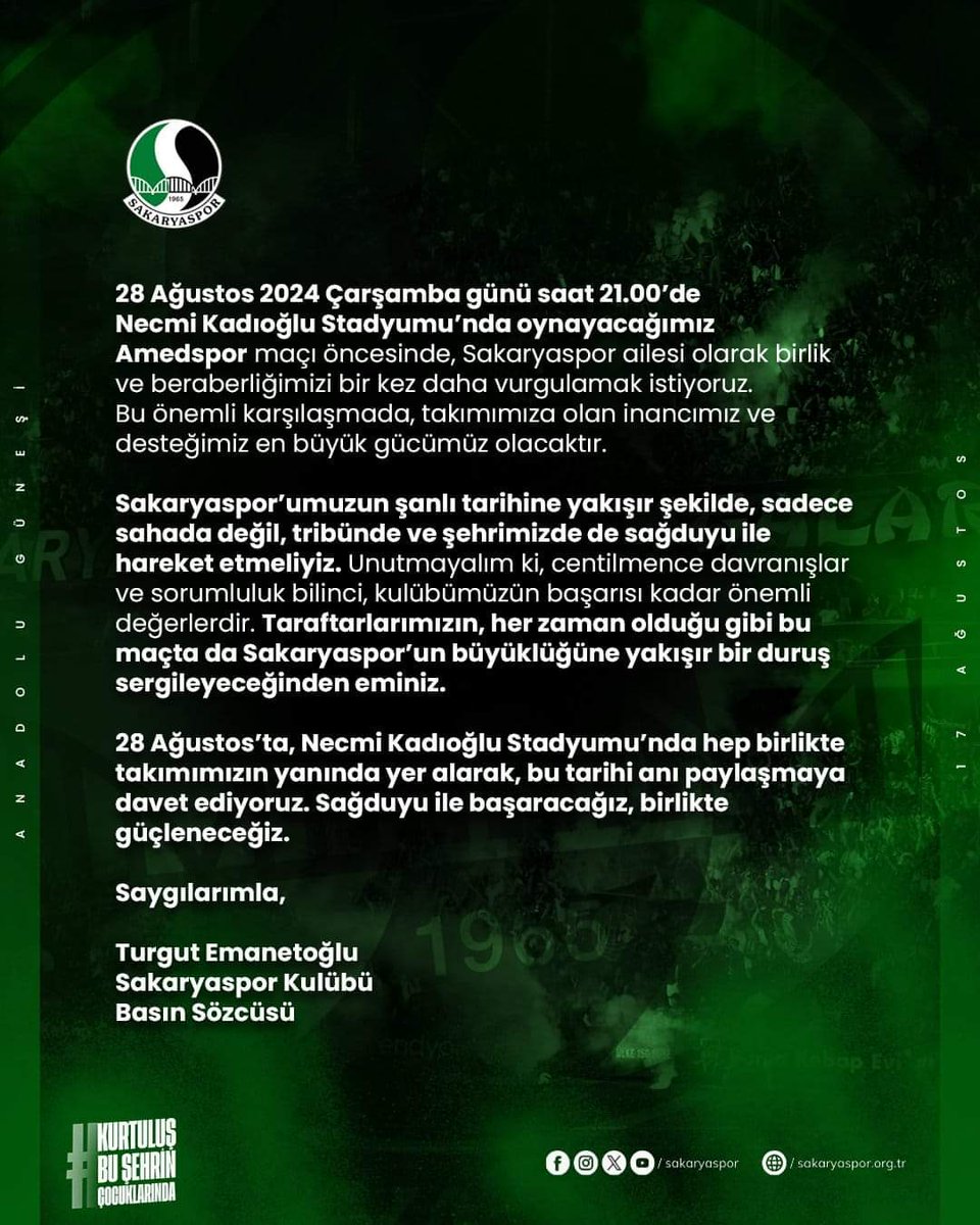 LogHaber's tweet photo. Sakaryaspor yönetimi Amedspor maçı öncesi taraftarına 'sağduyu' çağrısı yaptı. https://t.co/GjF4oHgQjb