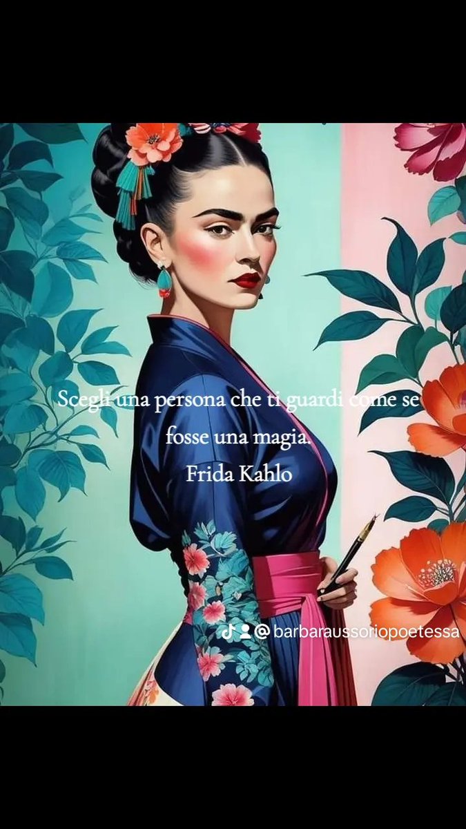 "Scegli una persona che ti guardi come se fosse una magia"
Frida Kahlo

#fridakahlo #poesia #vita #amore