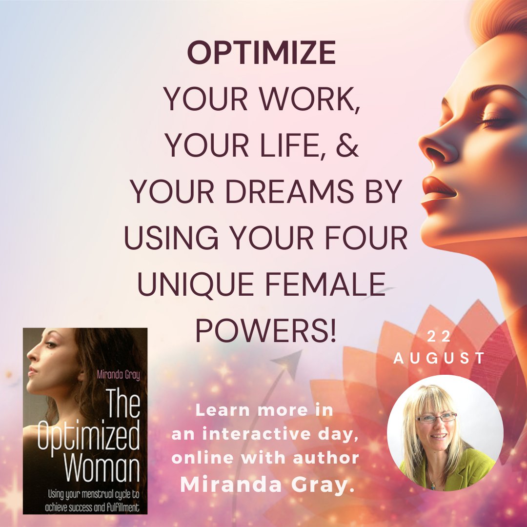 wombblessing's tweet photo. Optimize your work, your life, and your dreams by using your 4 unique female powers!
A few places left!
Workshop THIS THURSDAY 22 August
For more information see https://t.co/hKxBi9bNHR
To book your place, go to https://t.co/ANR0cwKb0N
#optimizedwoman #onlineworkshop #mirandagray https://t.co/oRZw0rGgwp
