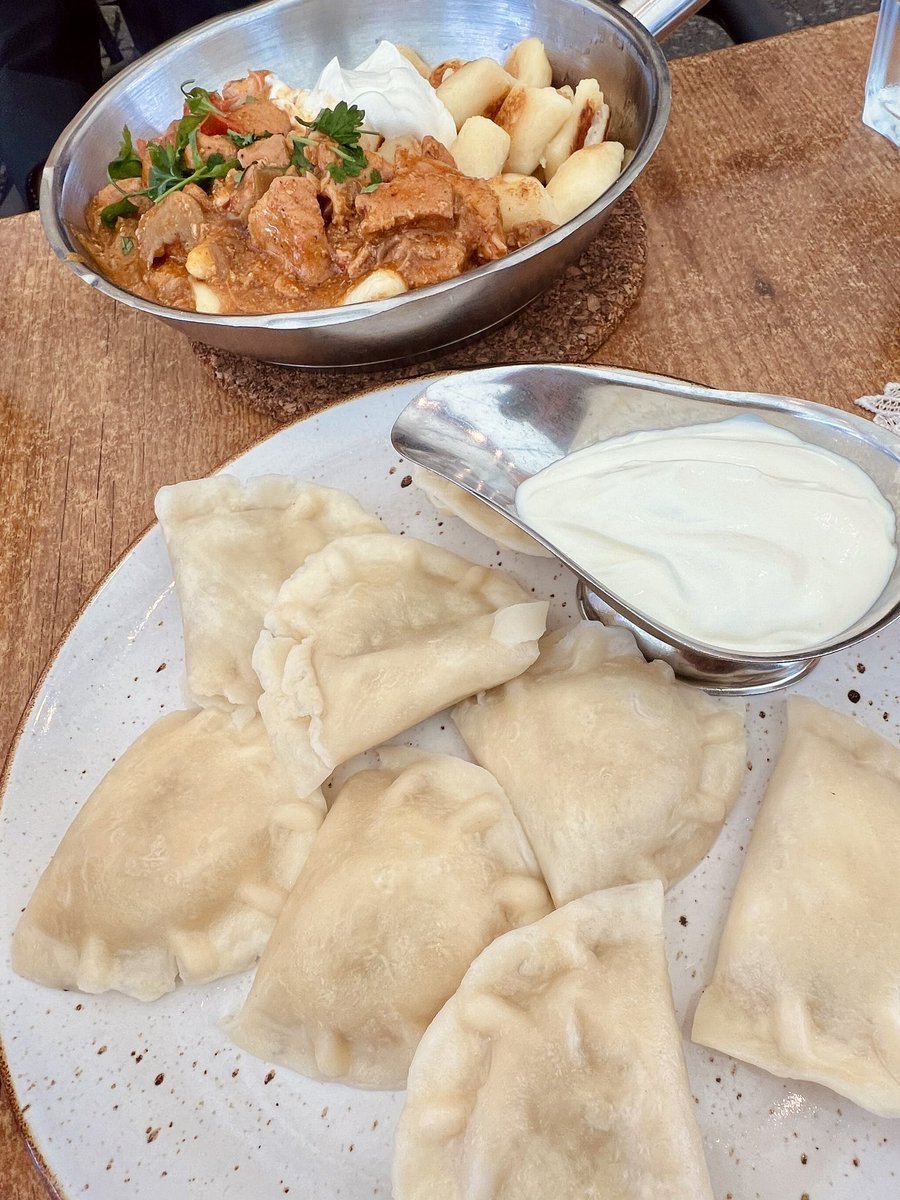 First lunch in Poland?  Gotta be Pierogies 😊