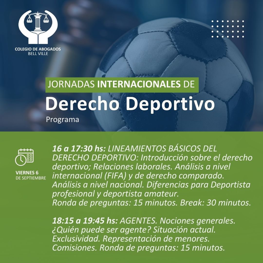allancalvob's tweet photo. JORNADA INTERNACIONAL DE DERECHO DEPORTIVO 

Agradecido con el Colegio de Abogados de Bell Ville - Córdoba - Argentina por la invitación.

Con amigos y colegas de excelencia estaremos disertando sobre algunos temas  centrales del mundo apasionante del Der. Deportivo https://t.co/pH2yzGpBiv