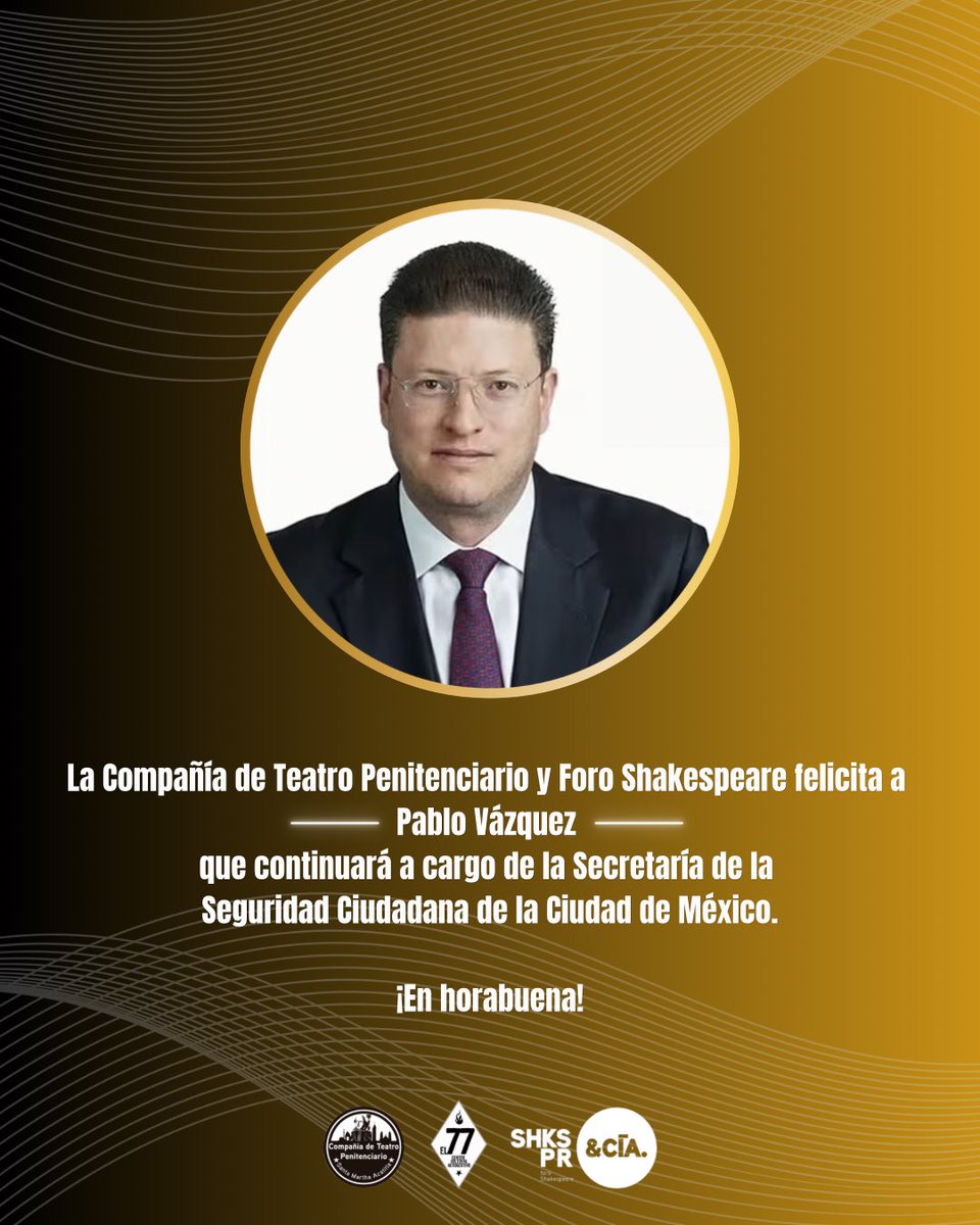 Felicitamos con mucho gusto al licenciado Pablo Vázquez que continuará a cargo de la Secretaría de la Seguridad Ciudadana de la Ciudad de México. 

¡En horabuena!