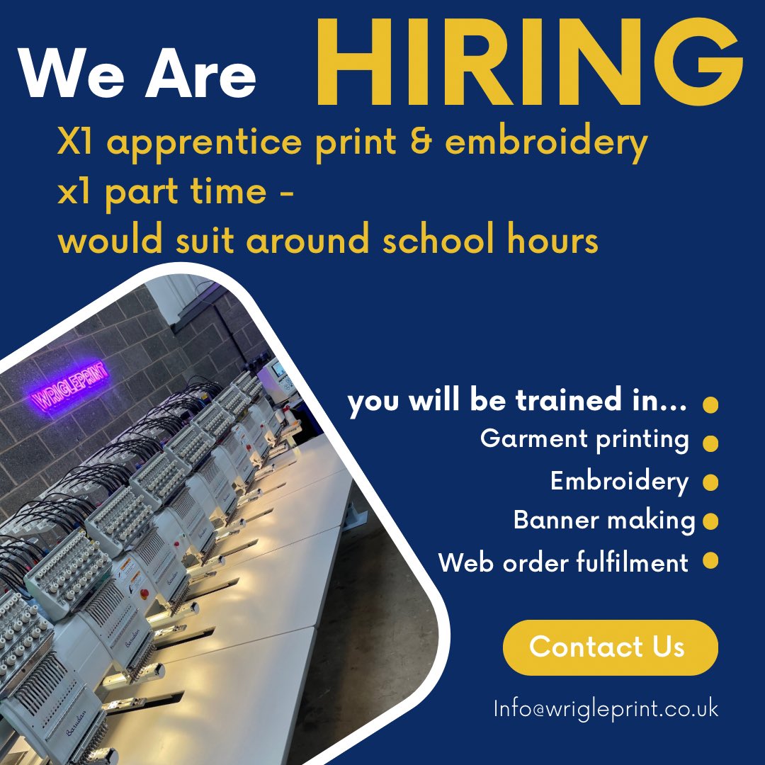 wrigleprint's tweet photo. We are still looking for staff.
Do you know anyone that would be interested? 
- needs to have commitment, be enthusiastic, &amp; most importantly want to do this as job! 
Great relaxed atmosphere, coffee machine, pool table, treats 😉 
Flexible with days/hours for the right person https://t.co/EJ9LJzTZMf