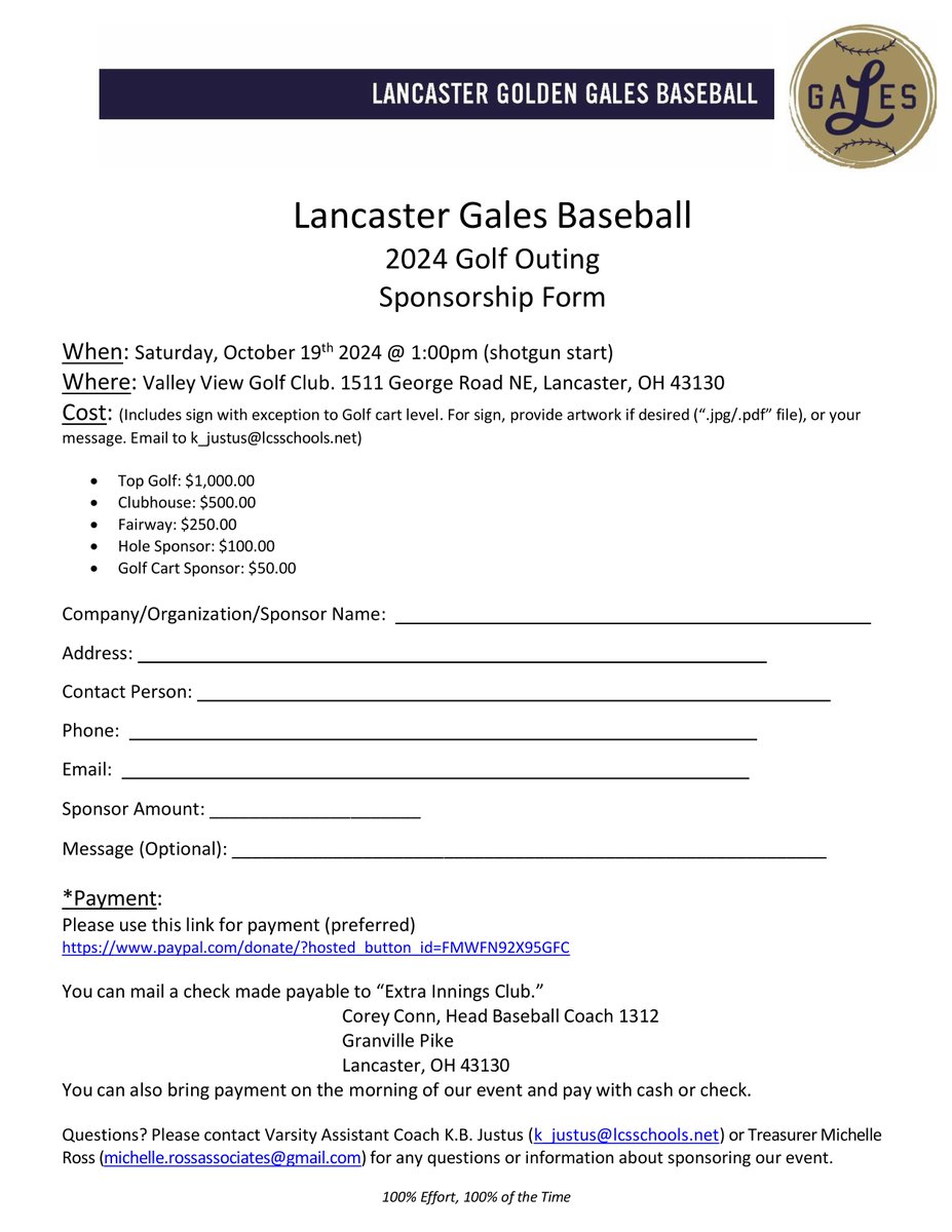 michelleross76's tweet photo. If you can not attend but want to support the Lancaster Gales Baseball Golf Outing, consider becoming a sponsor. Sponsorships due by 9/27/24
#GalesBaseball https://t.co/J58J2JVl8s