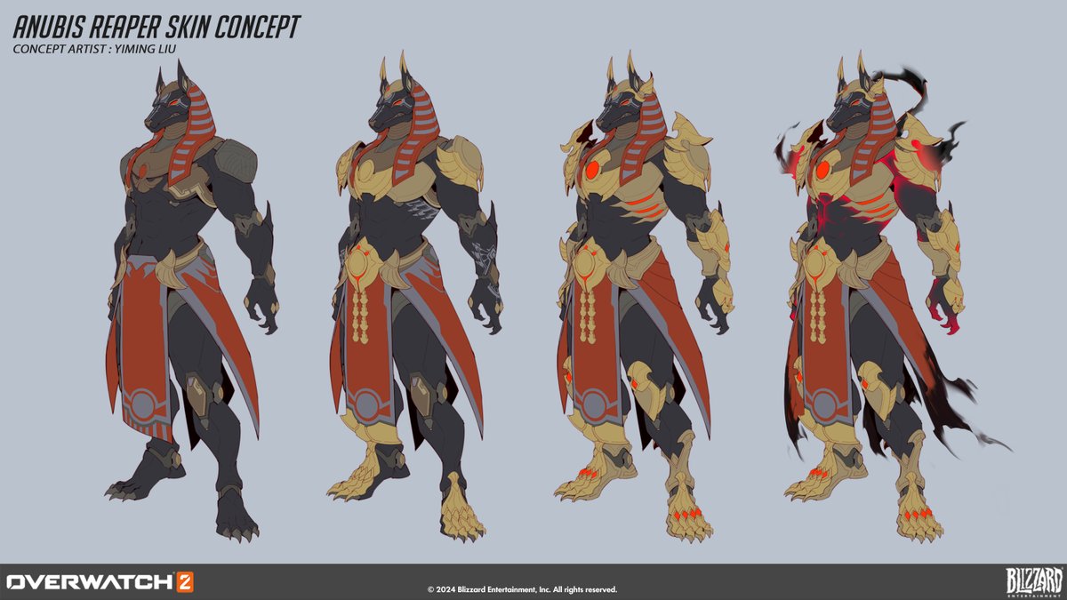 PlayOverwatch's tweet photo. Give your enemies something to fear with Mythic Anubis Reaper 💪🎨 

Shout out to Concept Artist Yiming Liu for this amazing artwork, and see the skin come to life during Season 12: New Frontiers 💫 https://t.co/0PE6VpVkFl
