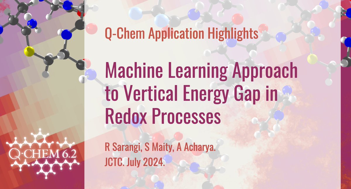 Q-Chem (@qchemsoftware) on Twitter photo Q-Chem application highlight! These authors use #MachineLearning to predict the vertical energy gaps (VEGs) in redox processes based on QM/MM training data. Learn more in their paper, published last month in <a href="/JCIM_JCTC/">JCIM & JCTC Journals</a>. doi.org/10.1021/acs.jc… Q-Chem application highlight! These authors use #MachineLearning to predict the vertical energy gaps (VEGs) in redox processes based on QM/MM training data. Learn more in their paper, published last month in <a href="/JCIM_JCTC/">JCIM & JCTC Journals</a>. doi.org/10.1021/acs.jc…