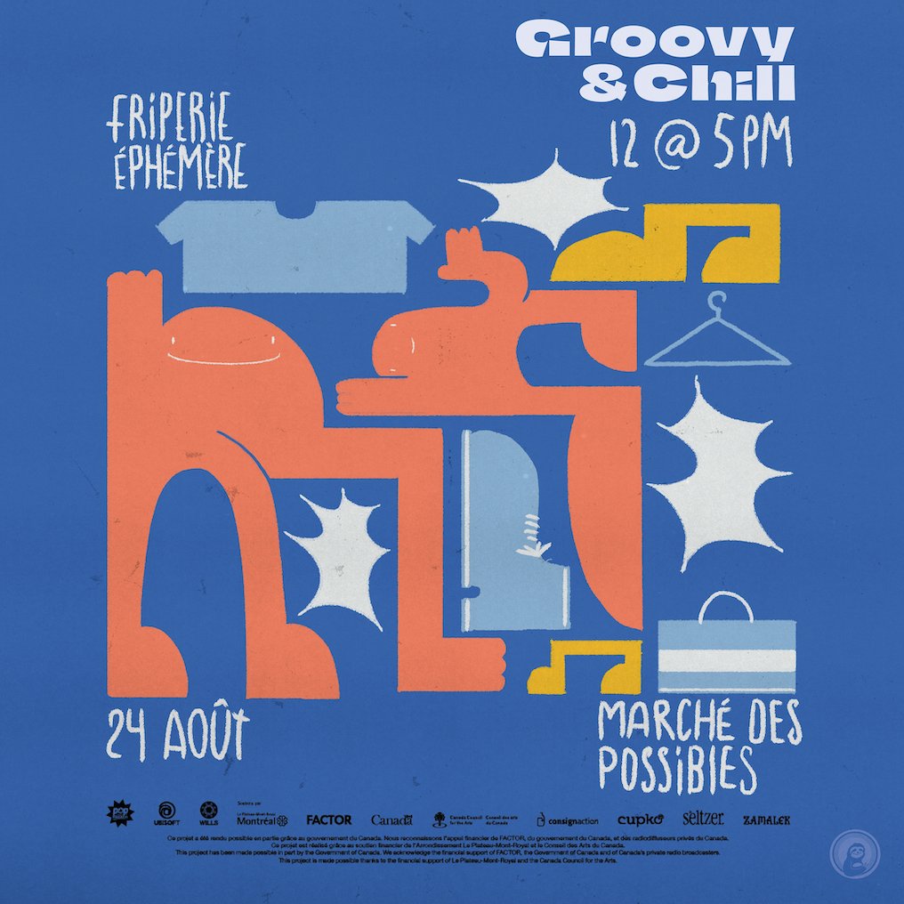 Frip &amp; Chill propulsé par la friperie ephemere

Un événement qui se veut rassembleur et local tout en magasinant sur de la bonne musique par Groovy &amp; Chill.

12 - 17h TOUT SAMEDI!