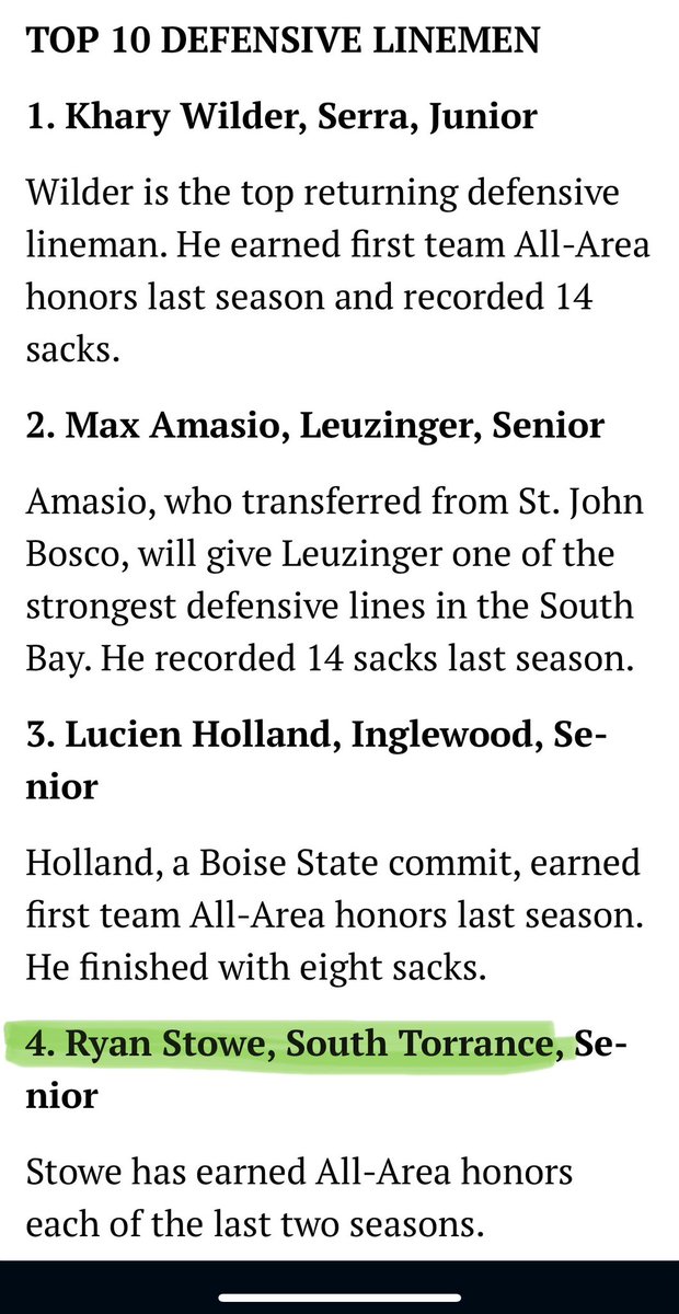 <a href="/breezepreps/">Breeze Varsity</a> Thank you <a href="/breezepreps/">Breeze Varsity</a> for the recognition as one of the top defensive players in the South Bay. I’m honored to be on this list with a very talented group. Let’s go!

<a href="/Coach_Mish/">Coach Mishler</a> <a href="/SHS_Athletics1/">South High School Athletics</a> <a href="/south__spartans/">South Torrance High</a> <a href="/SouthSpartanFB/">SouthSpartanFB</a>