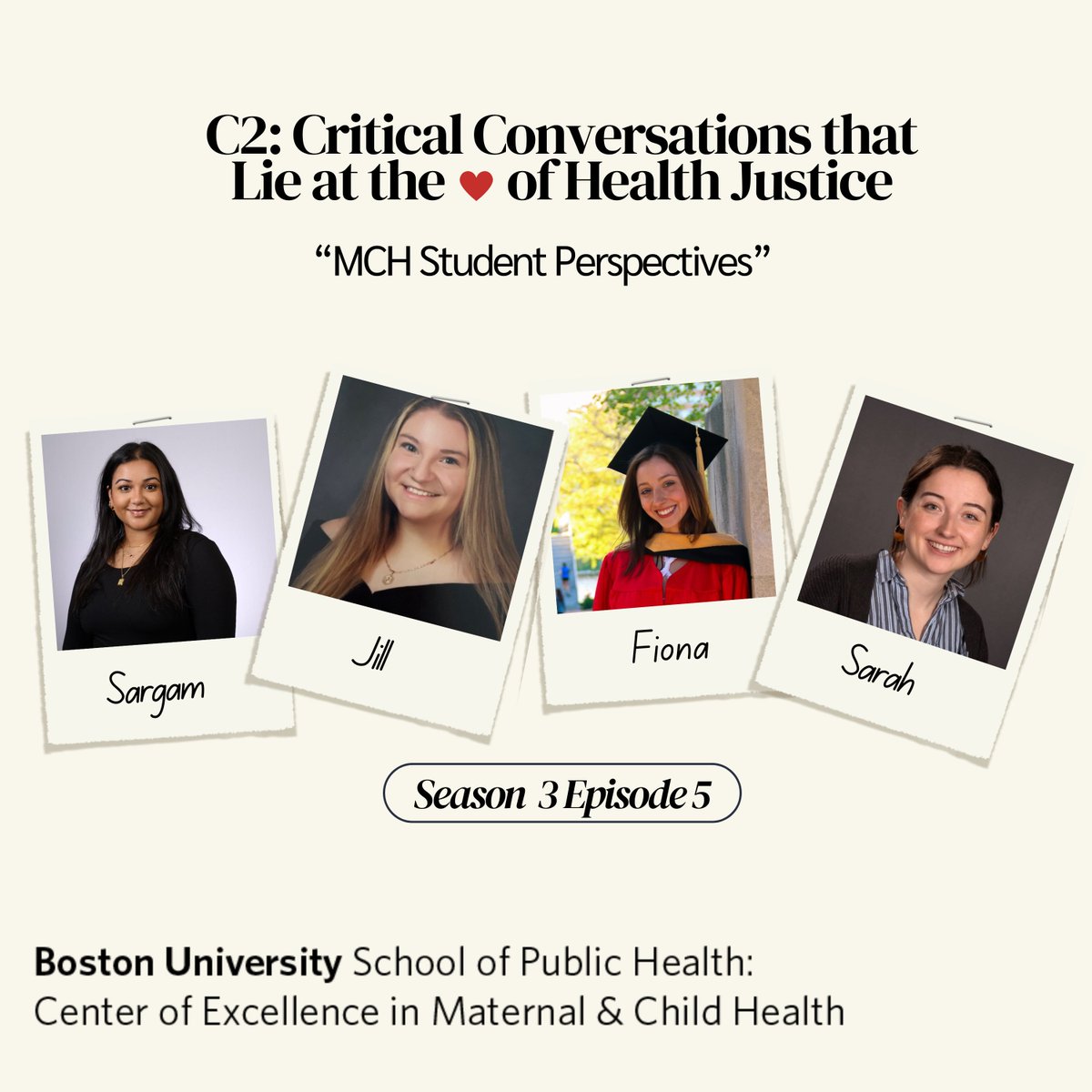 Let’s hear it from the students!🎓In the latest C2 episode we sit down with 4 <a href="/BUSPH/">Boston University School of Public Health</a> students and current MCH Fellows to learn about their fellowship experiences 📝, public health journeys 🗺️, and MCH thoughts💡
Listen to the special episode here: bit.ly/C2Podcast_BUSP…
