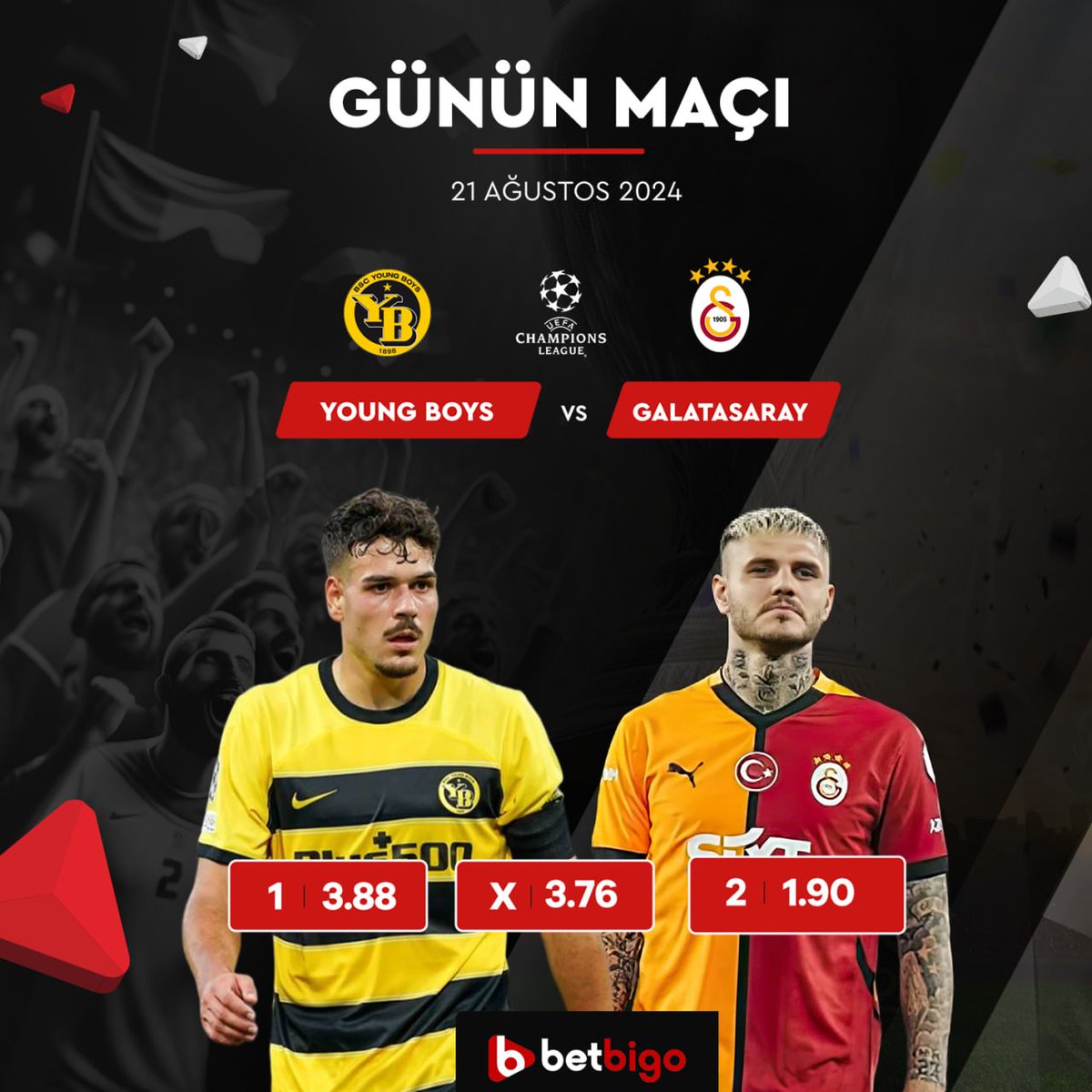 21 Ağustos Günün Maçı

🏆UEFA Şampiyonlar Ligi
⚽️Young Boys - Galatasaray
🕘22:00