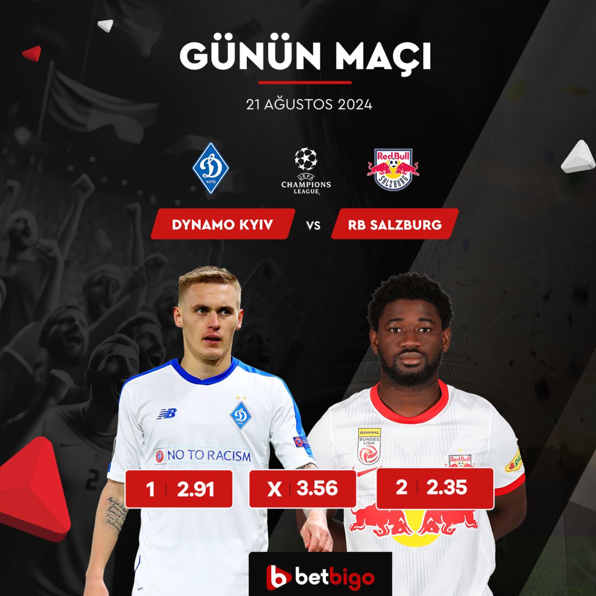 21 Ağustos Günün Maçı

🏆UEFA Şampiyonlar Ligi
⚽️Dynamo Kyiv - RB Salzburg
🕘22:00