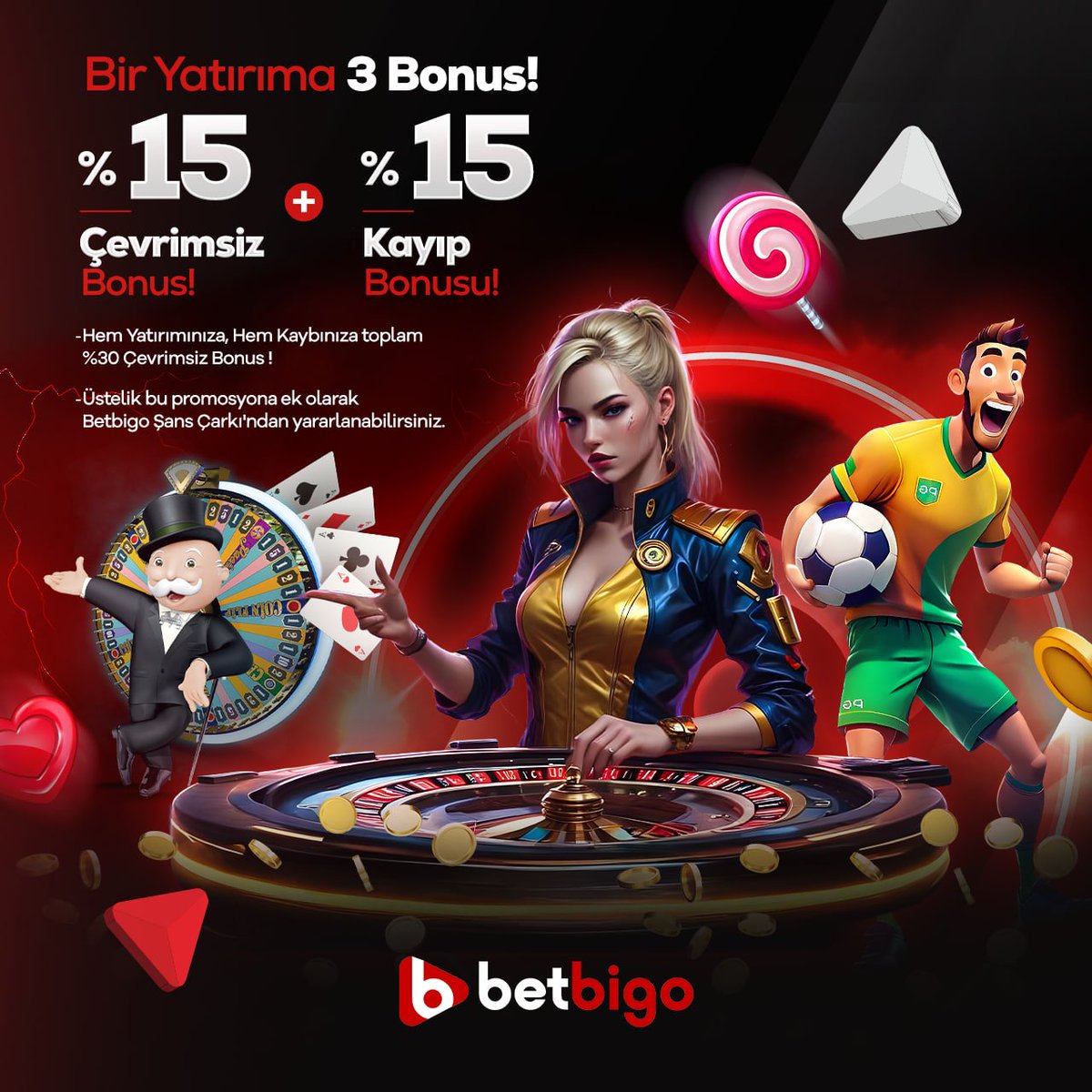 🎁 1 Yatırıma 3 Bonus! 🎁

Betbigo'da yatırımlarınız daha kazançlı! Hemen yatırımınızı yapın ve kazancınızı katlayın! 🏅

1️⃣%15 Çevrimsiz Spor &amp; Casino Bonusu 🏆
2️⃣%15 Anlık Kayıp Bonusu 💸
3️⃣Betbigo Şans Çarkı 🎰

👉Giriş: cutt.ly/bigogiris