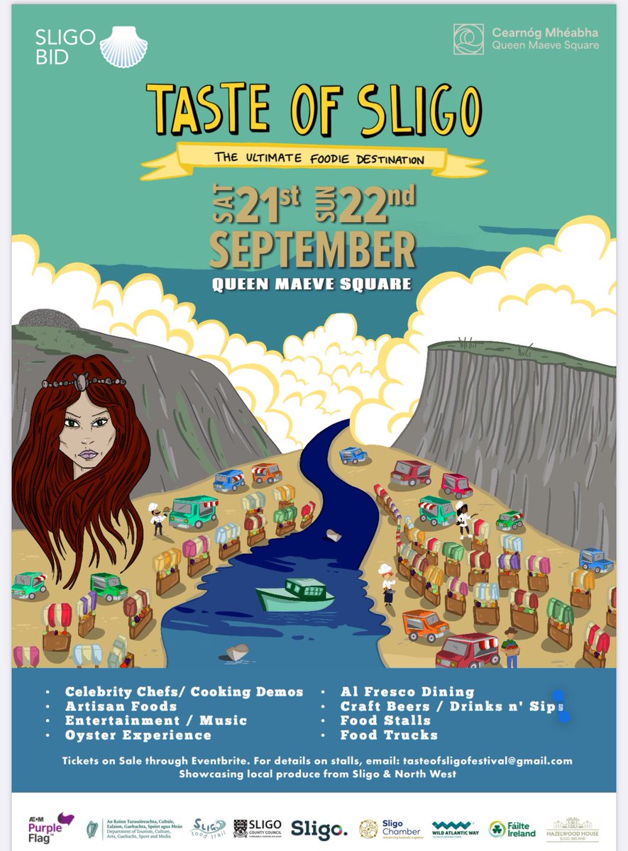 Thank you to all our sponsors &amp; local businesses for supporting thus far . Count down is on for food, music and family fun in the amazing new event centre that is Queen Maeve Square. <a href="/SligoBID/">Sligo BID</a> <a href="/wildatlanticway/">Wild Atlantic Way</a> <a href="/Failte_Ireland/">Fáilte Ireland</a> <a href="/Sligo/">Live | Invest | Visit</a> @Hazelwood_House <a href="/SligoChamber/">Sligo Chamber</a> <a href="/SligoFoodTrail/">SligoFoodTrail</a>