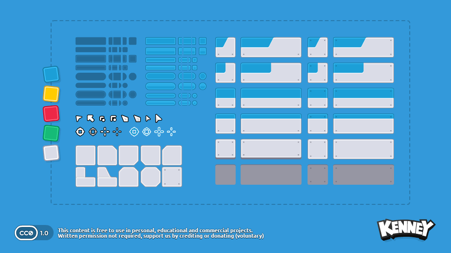 KenneyNL's tweet photo. UI Pack: Sci-Fi has landed! 👾 Included is a variety of button/panel sprites in both bitmap and vector formats, each in 5 colors. Plus, cursors and progress bars to complete the set!

Free download (CC0): https://t.co/E0Mzcjc9S0

#gamedev #gameassets https://t.co/WcHyIh5m7J