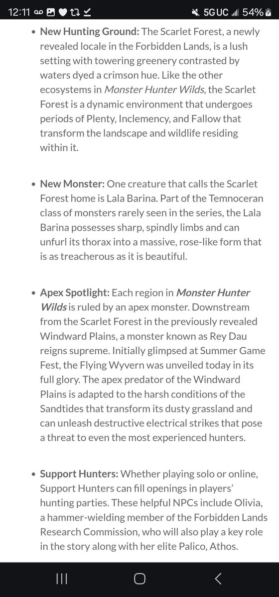 MHKogath's tweet image. Press release for today's #MonsterHunter Wilds trailer from Gamescom. Some good information here. 👀