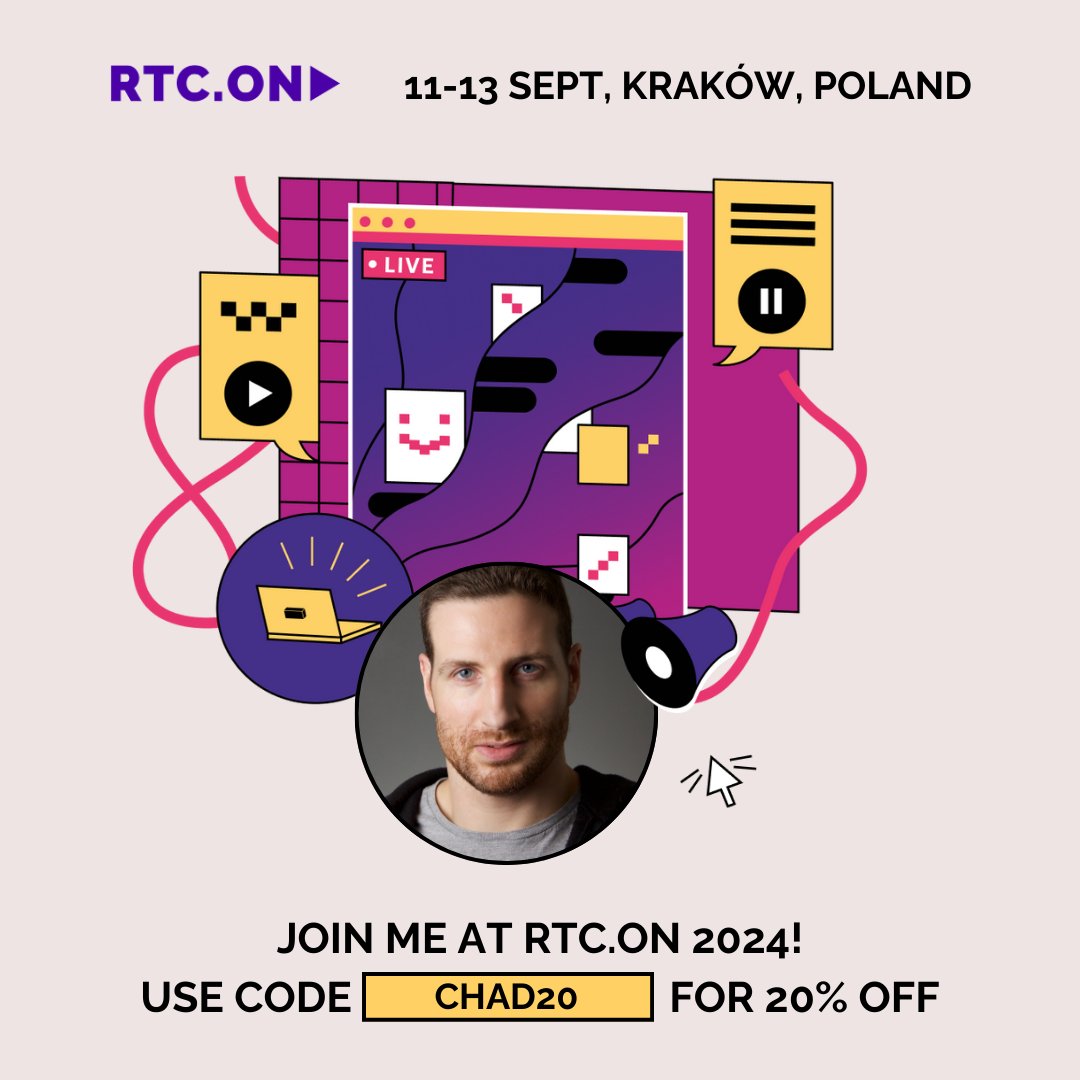 If anyone is interested in joining me at the RTC.ON conference in Kraków in September, the organizers sent me a 20% off discount code.
They say early bird ticket discounts end on Thursday.
ti.to/rtcon/rtcon-20…
