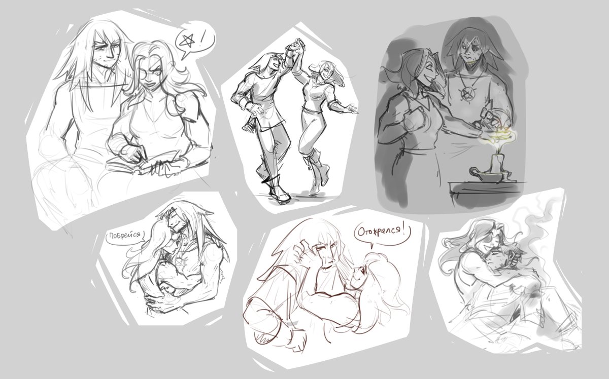 Htg17_arts's tweet photo. Way of the wicked campaign sketches: Bazil priest of Asmodeus, Enya paladin of Asmodeus, Henrietta and Heinrich the evil twins. And three hellhounds as blessing from Asmodeus #WayOfTheWicked #ttrpg https://t.co/cNpcauq6P4