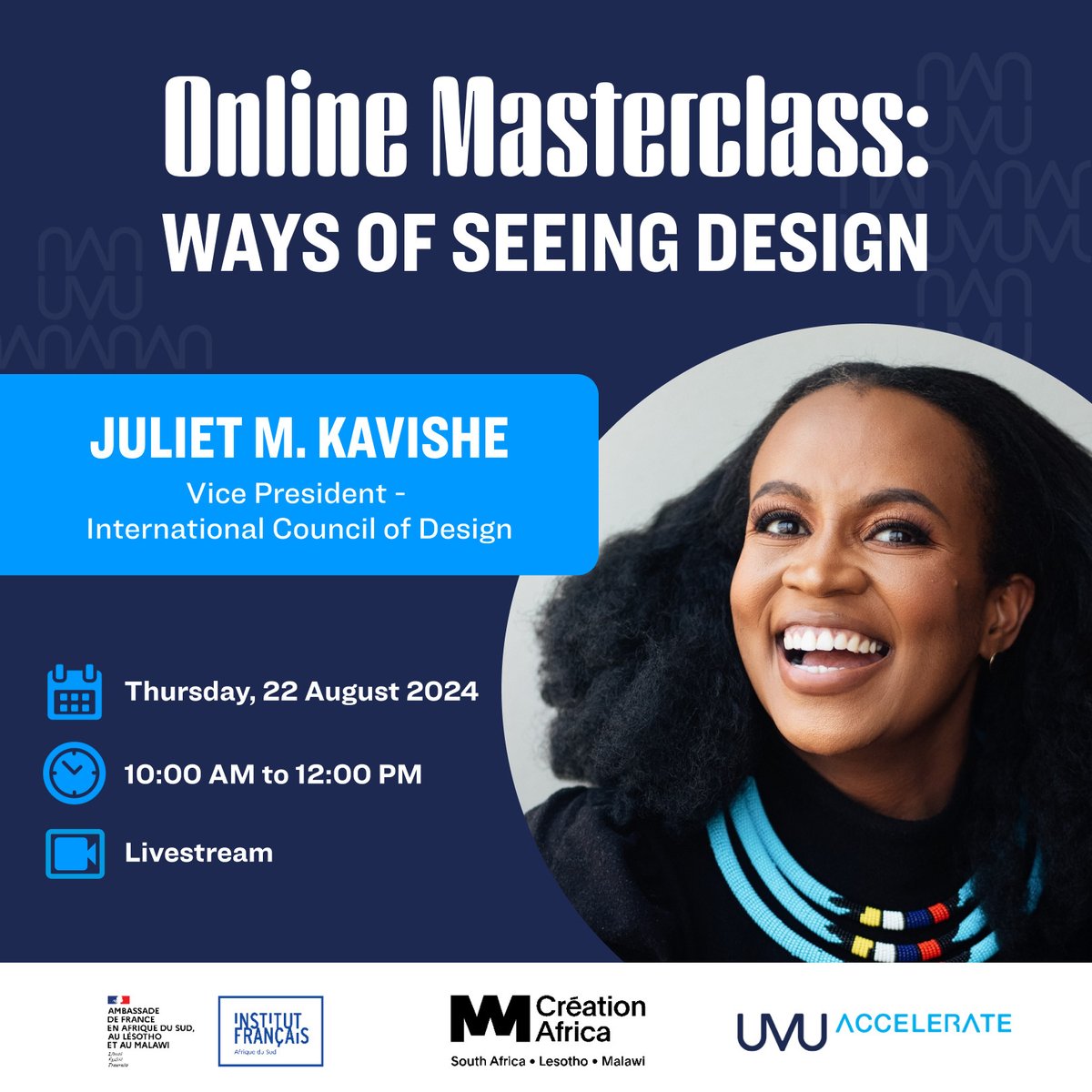 IQOQO_za's tweet image. Join us for the next exclusive Création Africa (@IF_SouthAfrica) Masterclass on &apos;Ways of Seeing Design&apos; with Juliet M. Kavishe (@Juliet_M_K)!

🗓️ 22 Aug at 10 AM
🗣 Ways of Seeing Design
📍 Online at bit.ly/49eJP9P

#CreativeMasterclass #CréationAfrica #Entrepreneurship
